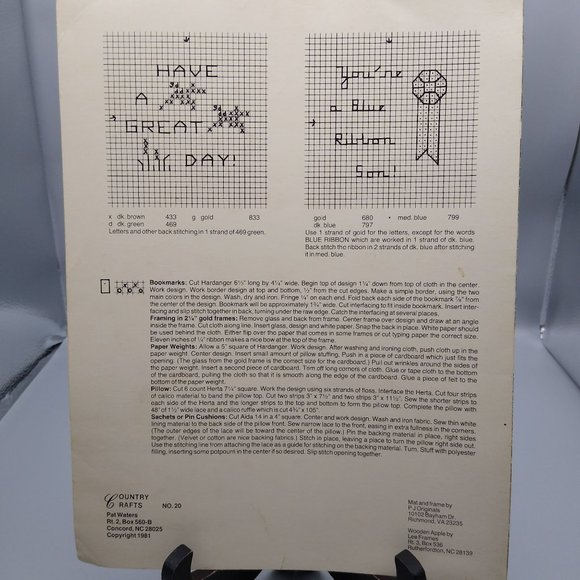 Vintage Cross Stitch Patterns, Mini Gifts for Special People by Pat Waters - Picture 2 of 2